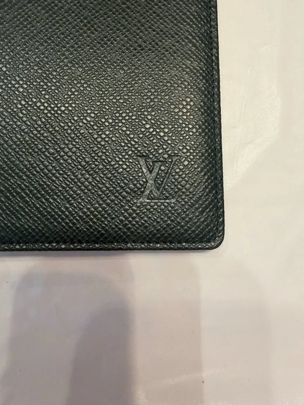 Men's or Women's Louis Vuitton Hunter Green Checkbook Cover, Wallet, July 1995
